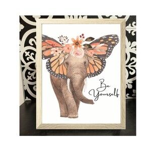 Framed Inspirational Monarch Elephant Be Yourself Inspirational Print Wall Hang